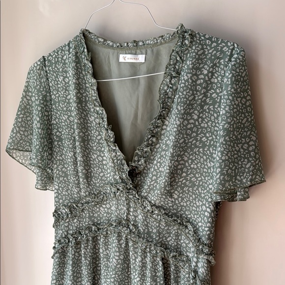 Floral Green Wrap Dress - Picture 1 of 8